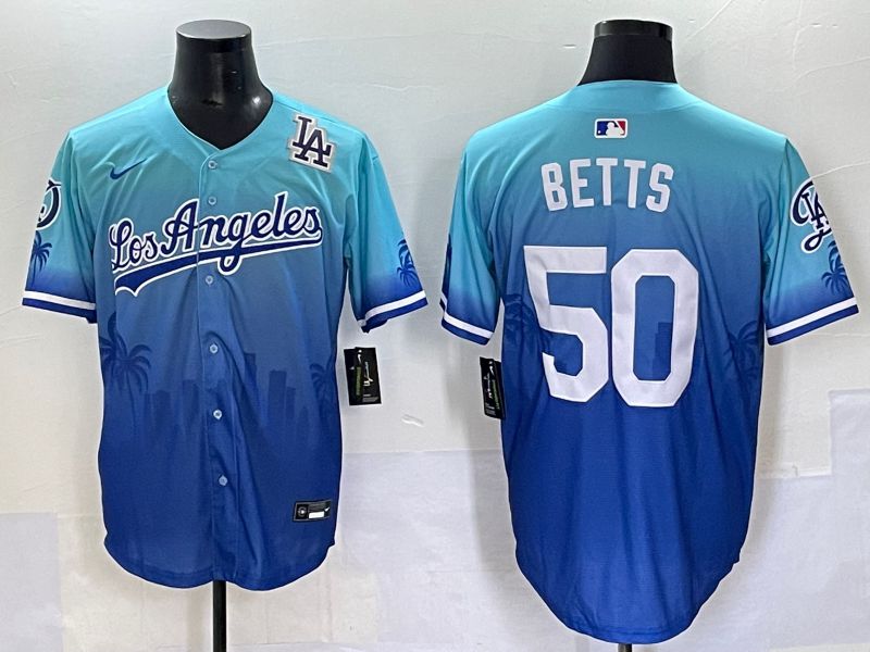 Men 2025 Los Angeles Dodgers 50 Betts Blue Nike MLB Jersey Daoqite style 7